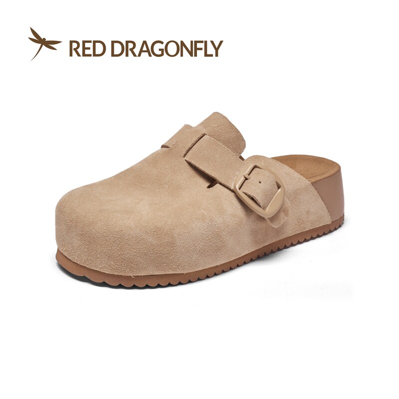 红蜻蜓2026春牛皮勃肯鞋女半拖鞋MBC72562011包头MBC72562012透气
