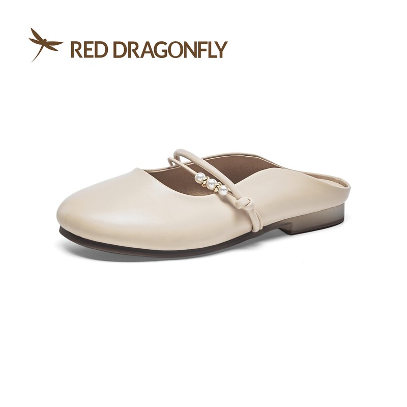 红蜻蜓2026春夏羊皮穆勒鞋女拖鞋MBC78229011珍珠MBC78229012平底