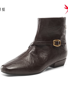 红蜻蜓2025冬季女士短筒靴子CD62007251H通勤时装CD62007252B方跟