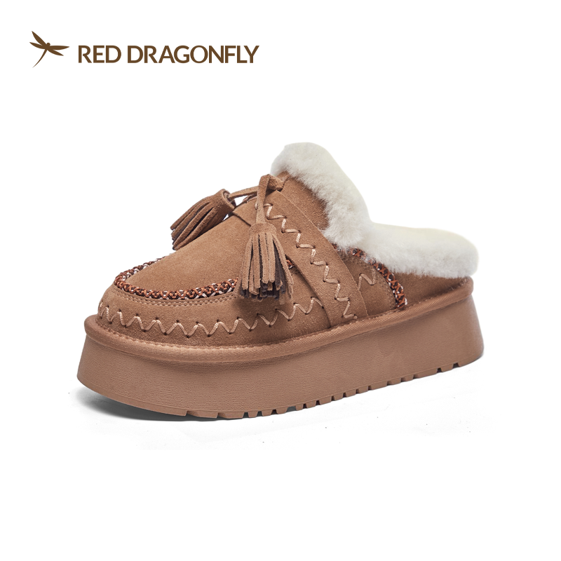 红蜻蜓2025冬季女勃肯短靴BD66000161D厚底棉拖鞋BD66000162D加绒