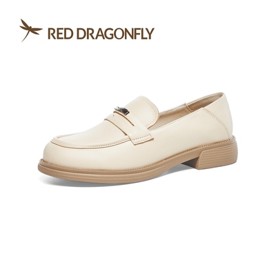 红蜻蜓春款女鞋休闲乐福羊皮厚底