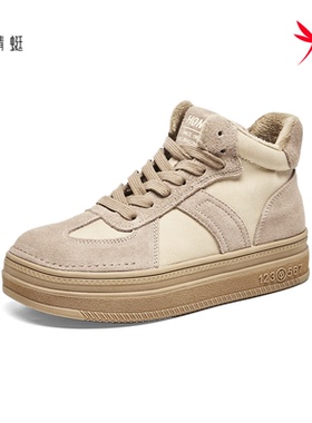 红蜻蜓2025冬高帮女运动棉鞋休闲CD52223011H加绒CD52223012B厚底