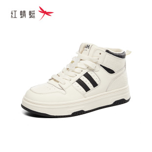 红蜻蜓2024冬季高帮女士小白棉鞋休闲CD52146011H小熊CD52146012B