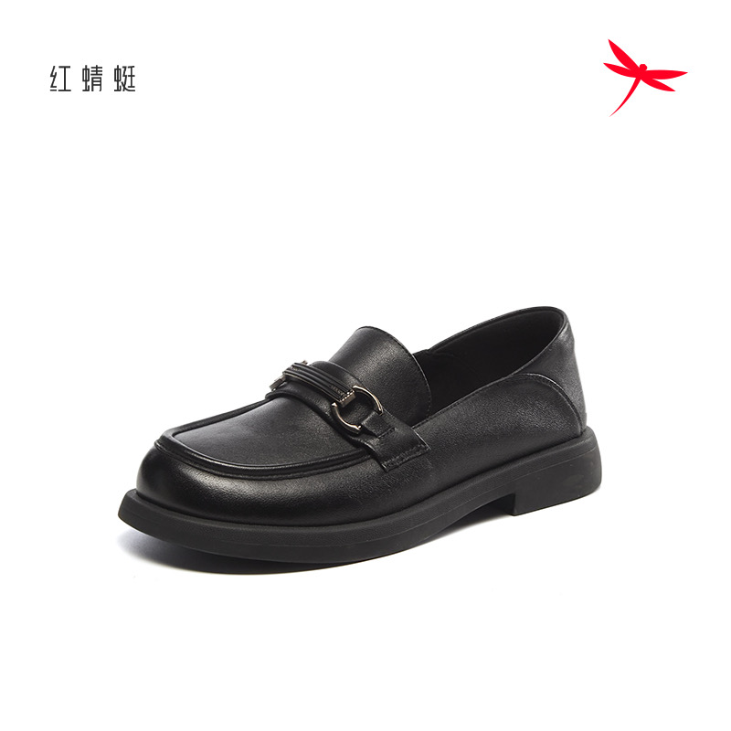 红蜻蜓秋季新女士乐福鞋方跟厚底