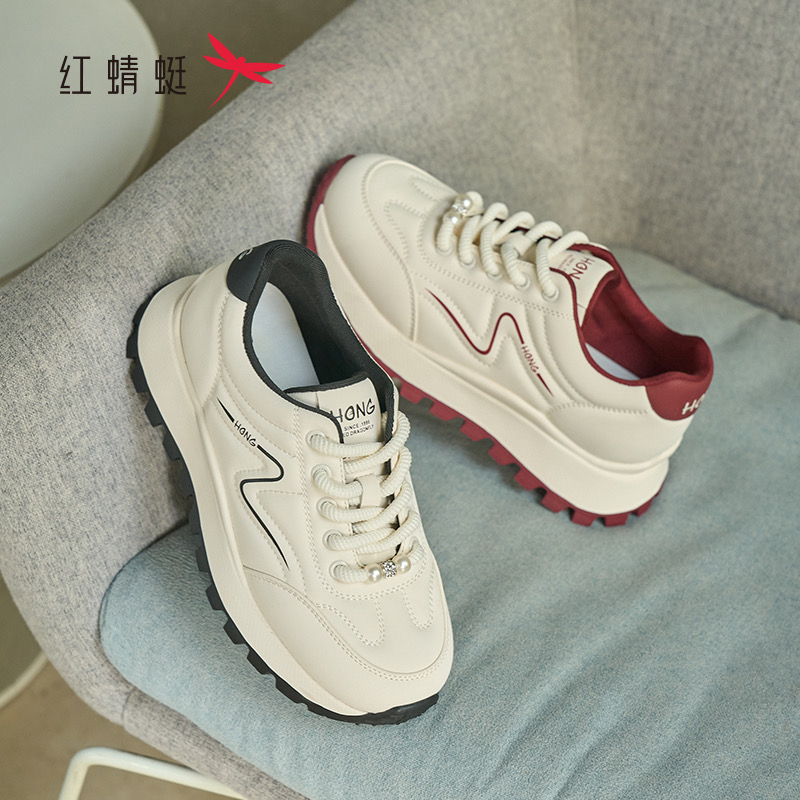 红蜻蜓秋女士休闲阿甘小白鞋透气