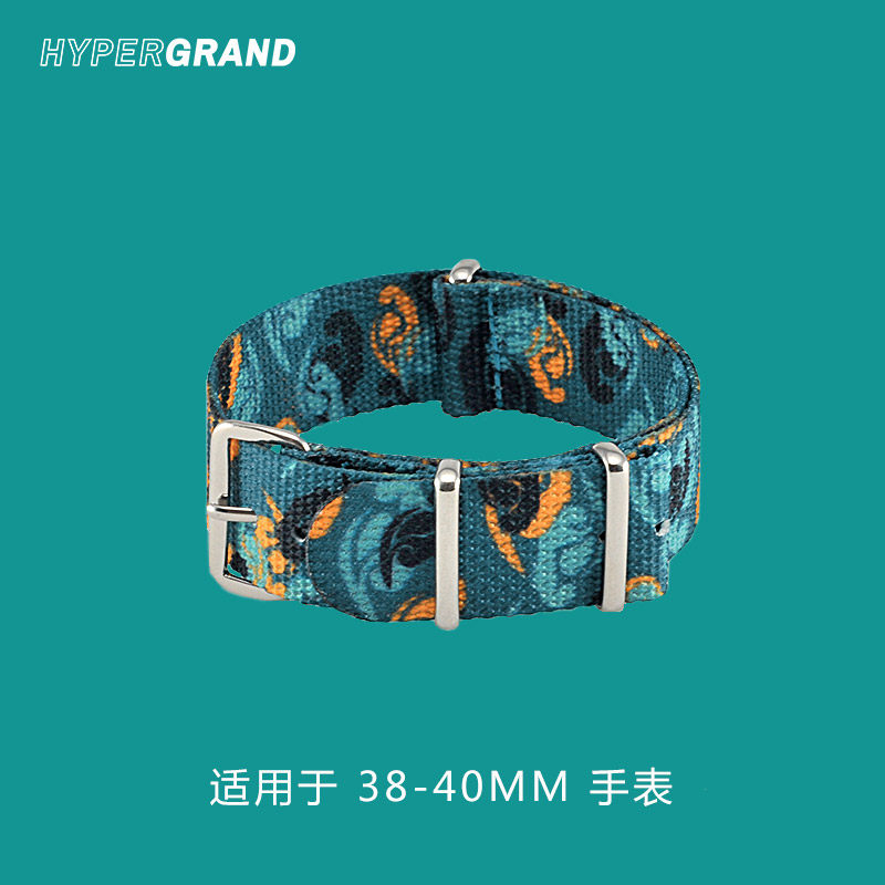 hypergrand进口NATO系列印花防水表带 宽度20mm 适用38-40mm表盘