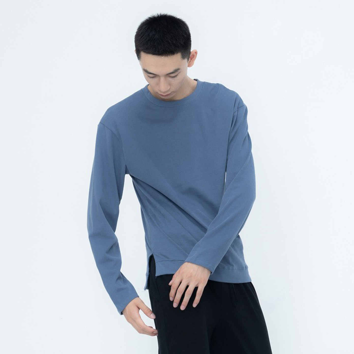现代舞练功服男生上衣学生基训宽松形体课恤圆领艺考长袖舞蹈服棉