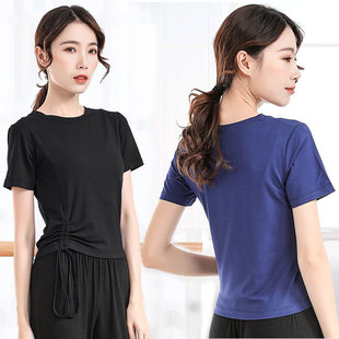 艺考跳舞衣服现代古典舞修身 舞蹈练功服上衣女短袖 形体训练服装