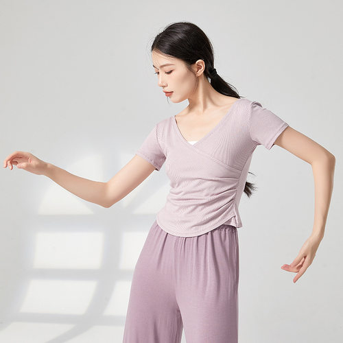 古典舞练功服艺考形体服现代舞衣服基训时尚舞蹈上衣女款新款短袖