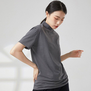 现代舞蹈练功服时尚显瘦小高领修身T恤基训芭蕾古典短袖男女同款