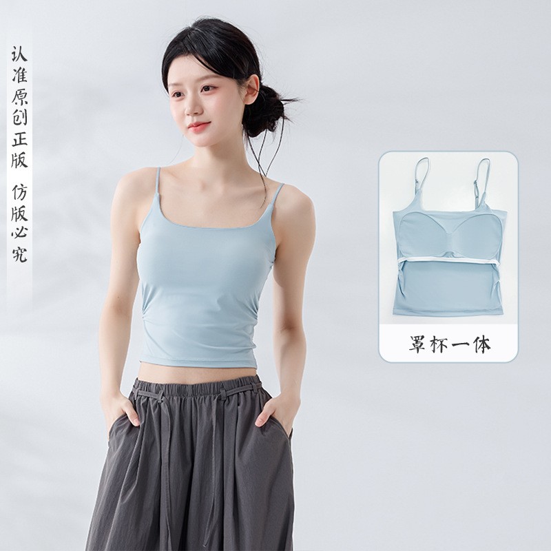 古典舞吊带练功服女一体式带胸垫图片