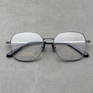 8.6克重简约方圆框型纯钛眼镜框男生经典百搭哑枪色磨砂可配度数