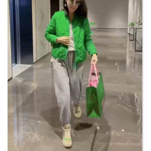 英国cherrykoko新款小个子轻薄菱格棉服+休闲卫裤减龄时尚女