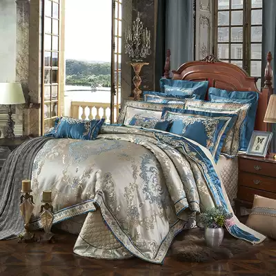 Court luxury high-end pure cotton jacquard satin four-piece bedding European and American light luxury style bedding bedding set