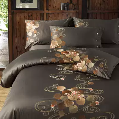 Chinese style retro national luxury kit Cotton pure cotton embroidered bed single bed four-piece quilt cover Bedding Home textile