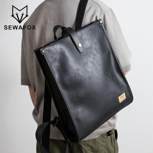 英伦风双肩包男士时尚潮流日韩皮质复古简约电脑书包大学生男背包