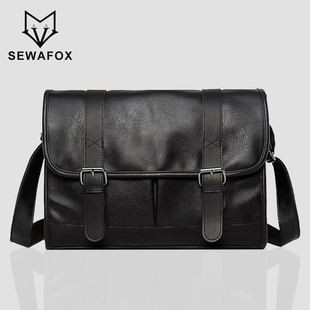 复古通勤男包商务斜挎男士包包大容量皮革邮差包单肩皮包挎包男款