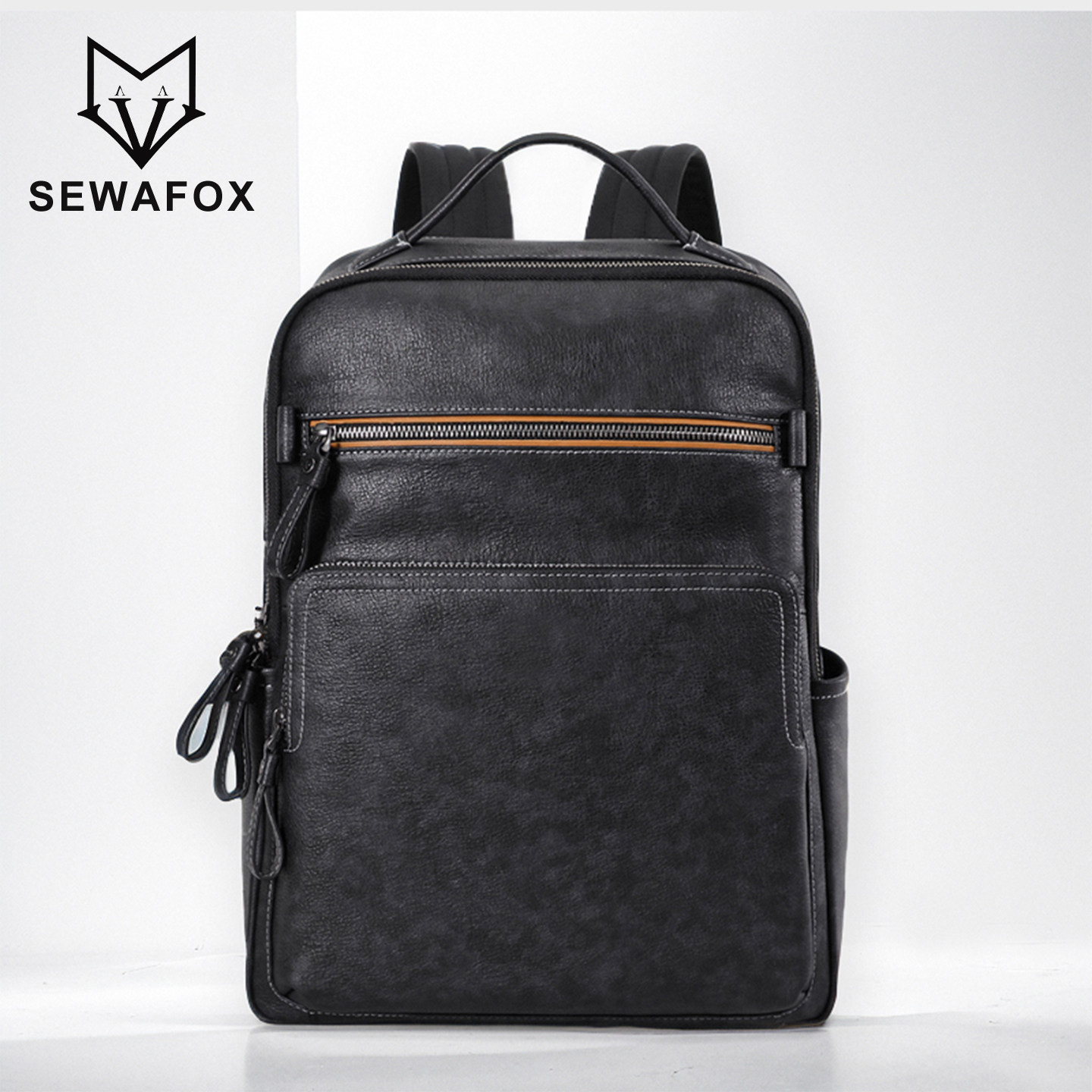 背包男士2026新款商务皮质简约电脑包男防水旅行包男款通勤双肩包