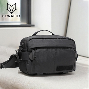 男士斜挎包通勤大容量单肩包防水骑行运动腰包男款户外便携相机包