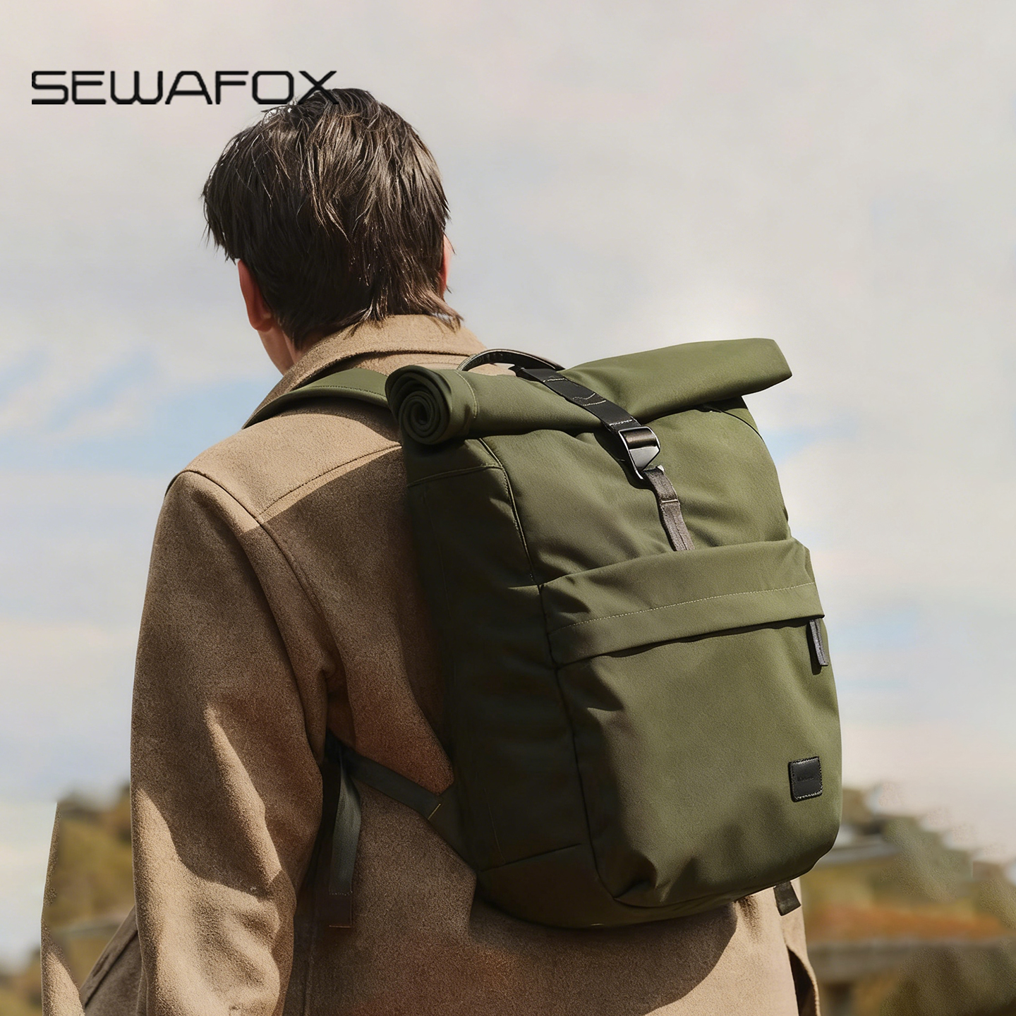 欧美小众高级感通勤双肩包