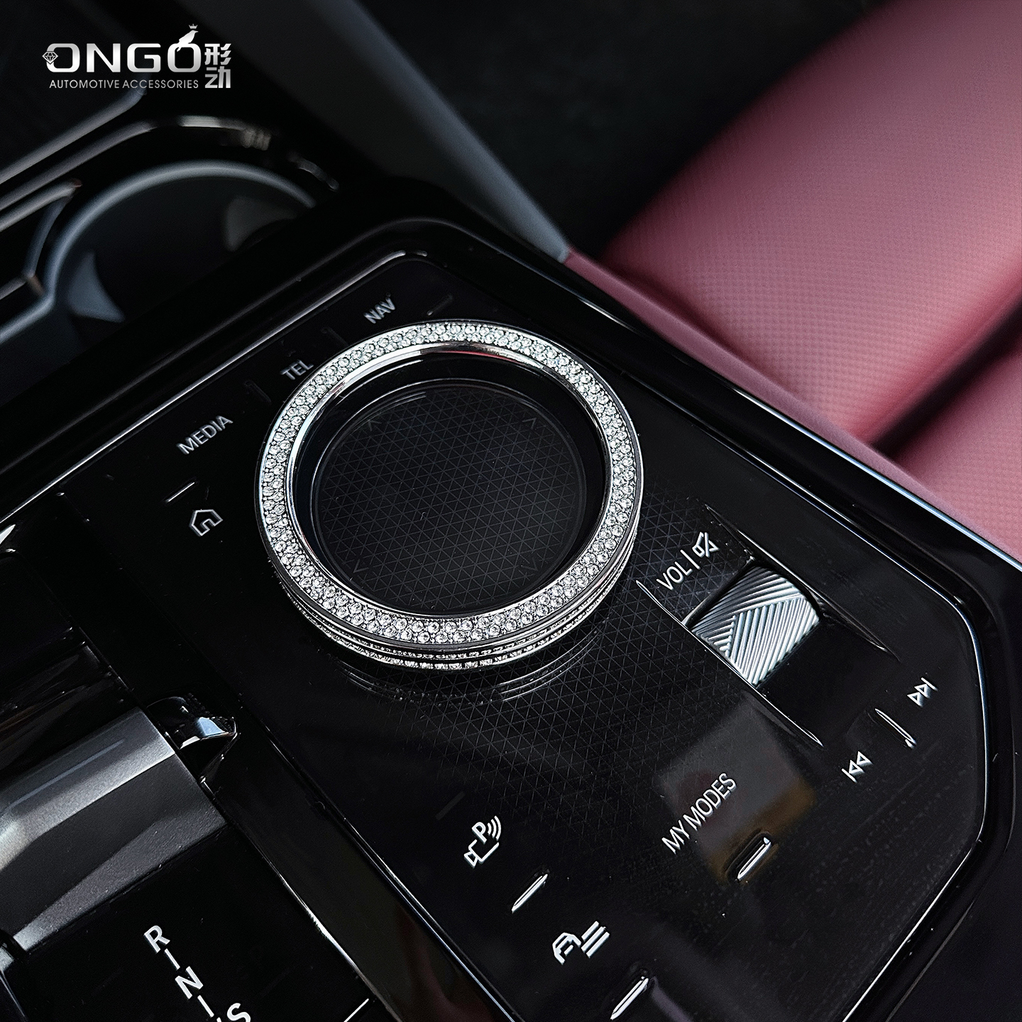 ONGO形动适用新款宝马5系 i5 X3中控金属水晶钻石旋钮装饰