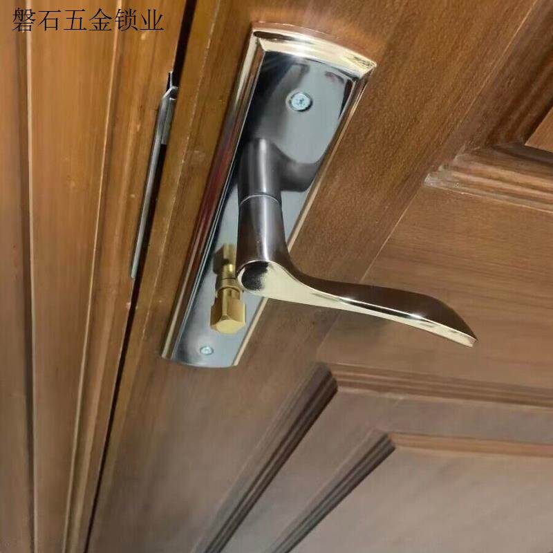 卧室门锁室内家用通用型房门木门锁具金色免改孔可调节门把手手. - 实物图