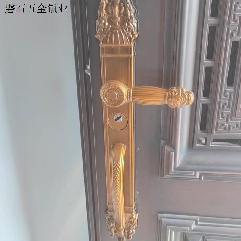 锌合金手柄卧室大门锁双开门豪华加厚实心对开门别墅手把家用室.