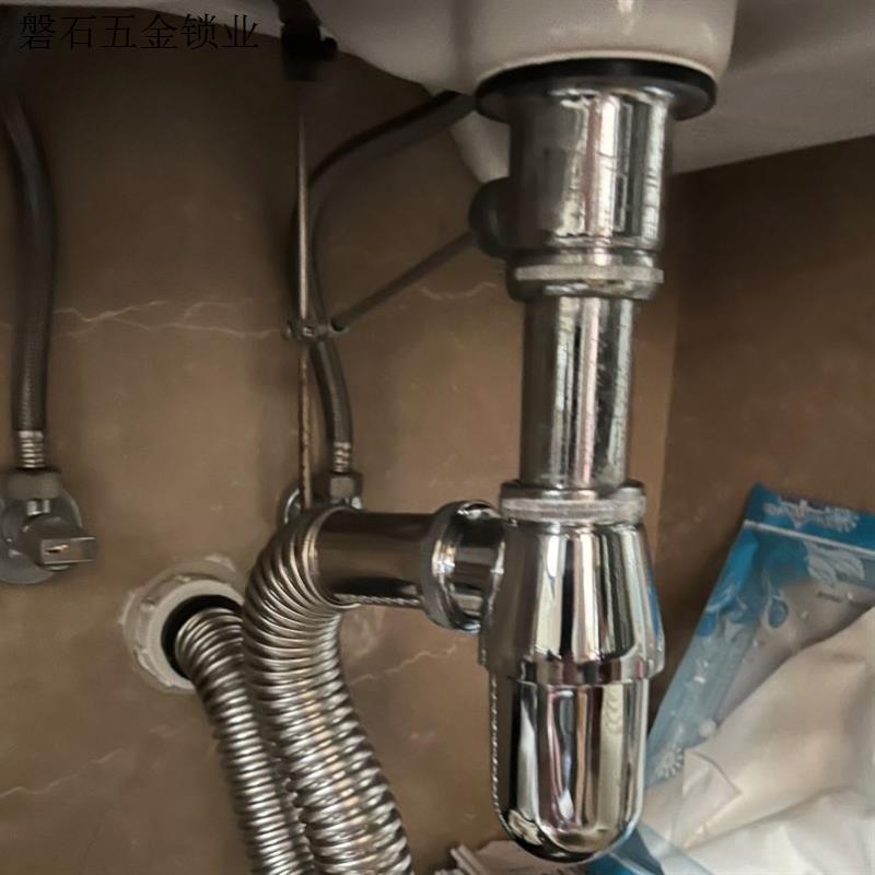 家用不锈钢脸盆下水管洗手盆下水器排水管配件面盆防臭波纹管台.