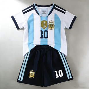 2026世界杯阿根廷梅西球衣儿童足球服套装男女童定制国家队训练服