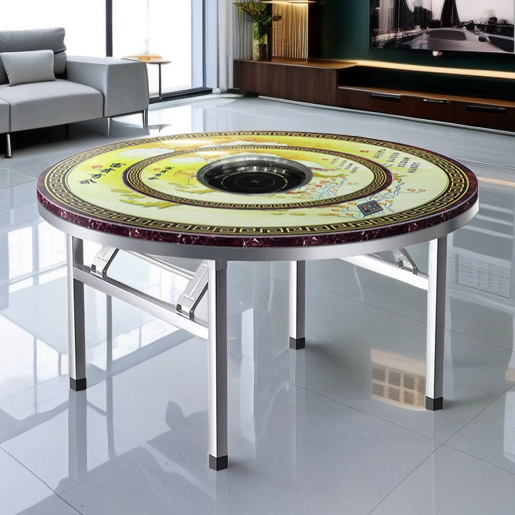 不锈钢彩图转盘火锅圆桌送电磁炉秋冬打边炉家用餐桌饭桌商用圆台,住宅家具,不锈钢/PVC餐桌,淘宝优惠券,粉丝福利购,淘宝优惠卷