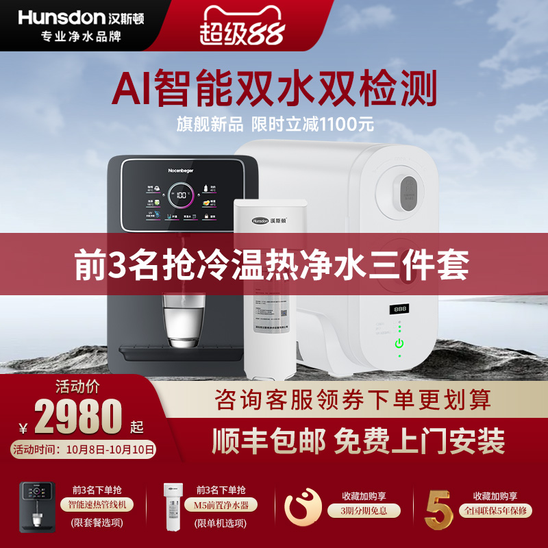 汉斯顿净水器家用直饮自来水过滤器双出水厨房反渗透纯水机C2