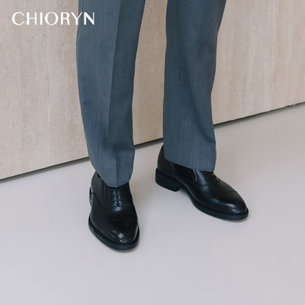 【轻量化小牛皮】chioryn青润德比鞋男士免系带松紧三接头牛津鞋