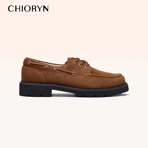 小牛皮|chioryn青润增高帆船德比鞋男士复古系带厚底休闲工装皮鞋