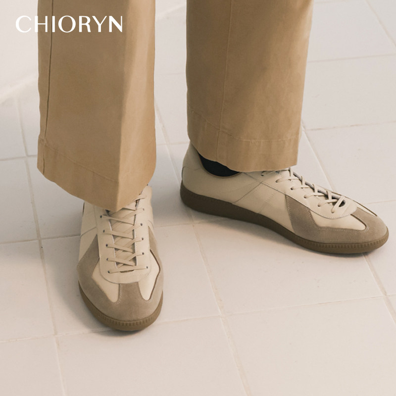 【小牛皮】chioryn青润复古德训鞋男生松弛感真皮T头鞋一脚蹬板鞋
