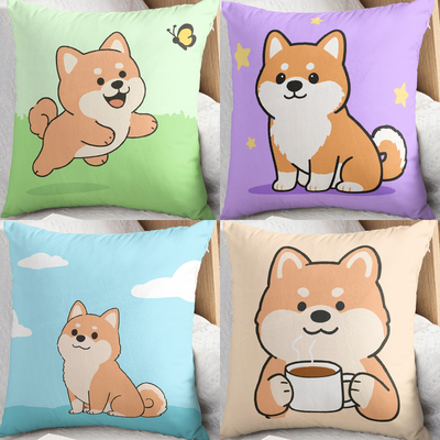 卡通柴犬宝宝绒方形可拆洗抱枕