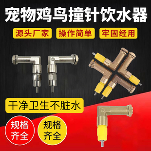 (10)只价鹦鹉芦丁鸡撞针饮水器铜弯头加鲁冰水嘴撞针饮水器配件