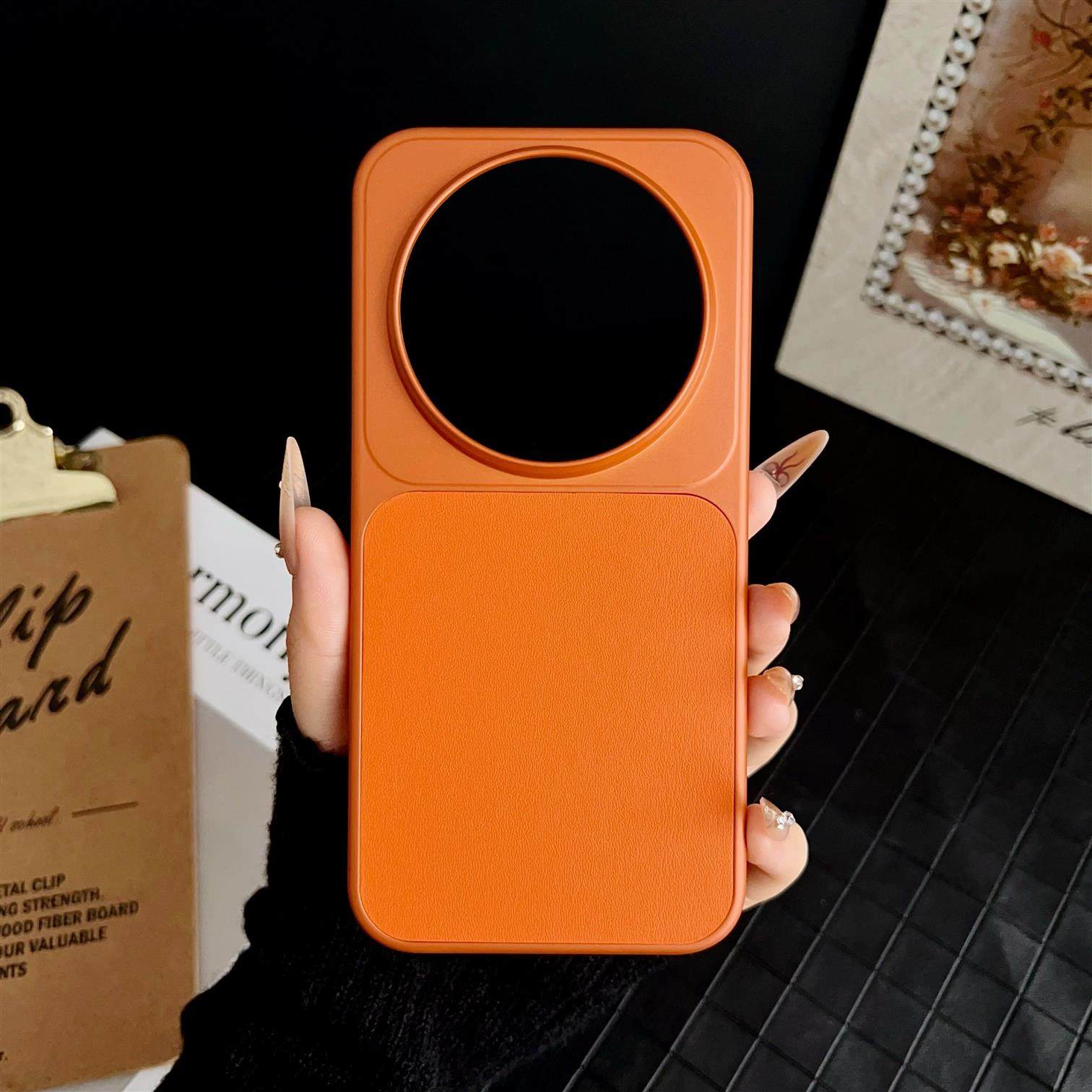 内置磁吸适用小米17ultra手机壳新款高级感17promax大孔镜头拼色素皮全包防摔保护套17pro情侣简约百搭外壳