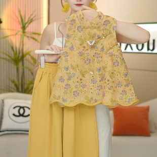 女童夏装套装2025夏季新款新中式国风盘口上衣冰感裤子童装中大童