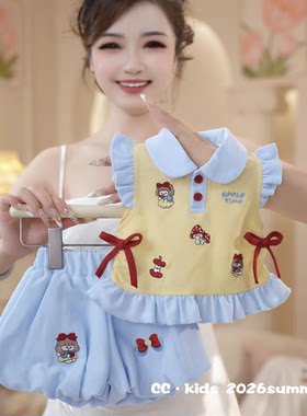 女童夏季POLO领飞袖两件套可爱