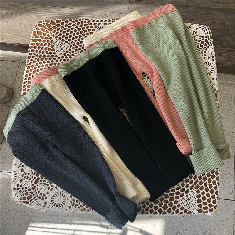 2023秋冬新款女童打底裤外穿薄款儿童洋气百搭宝宝韩版保暖毛线