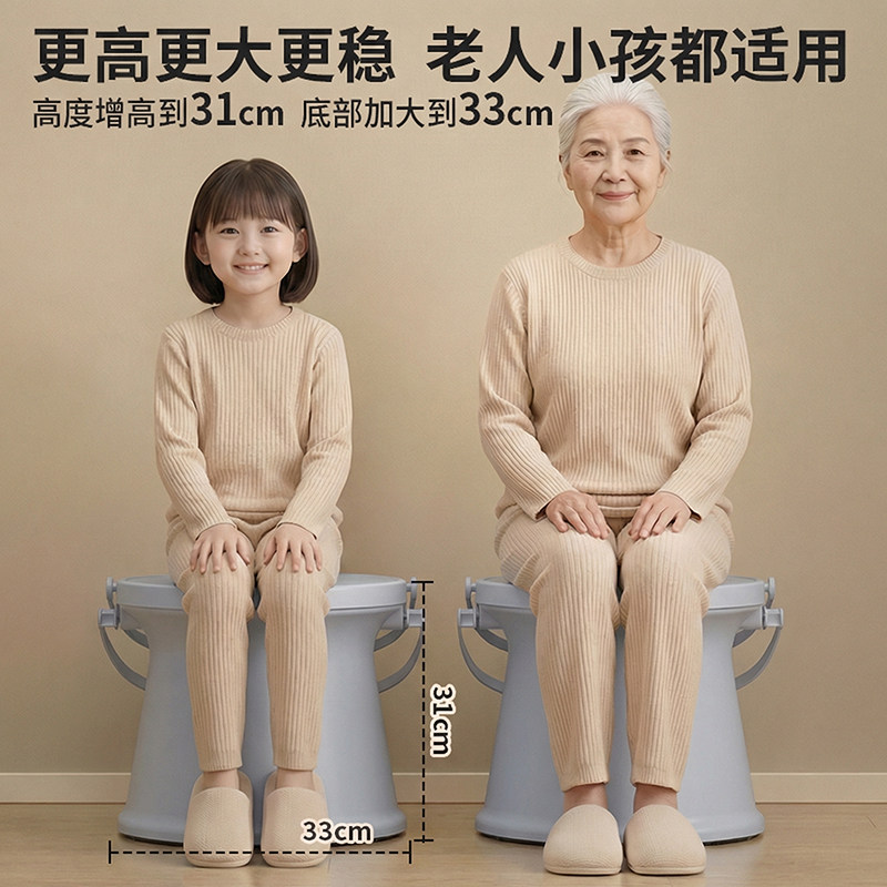 加宽加大卧室防臭尿桶塑料痰盂带盖坐便器老人孕妇起夜尿盆马桶