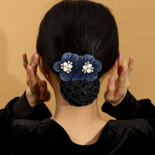 空姐工作发夹百搭职业带网兜高档的头花盘发银行护士服务员头饰女