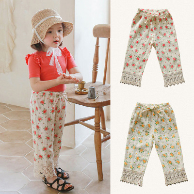 2026夏款草莓珊女童甜美碎花阔腿