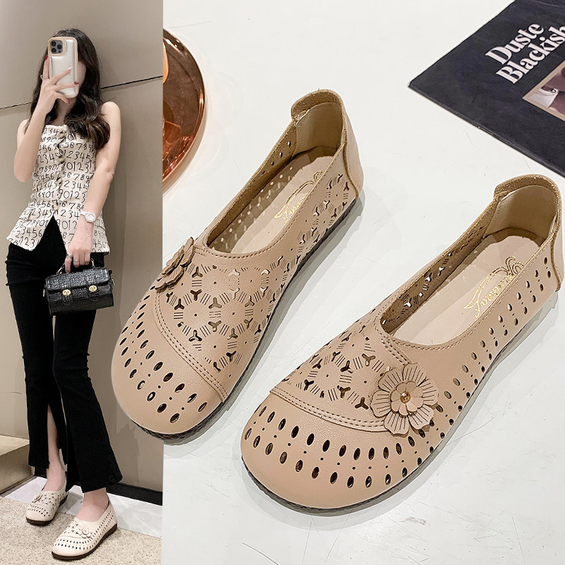 夏季老北京布鞋女透气网眼鞋牛筋防滑软底中年妈妈鞋休闲软面凉鞋