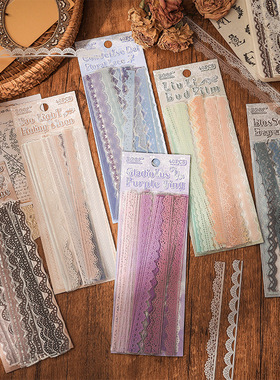 复古蕾丝花边防水白墨透明PET贴纸手帐手机壳小卡谷美装饰DIY贴画