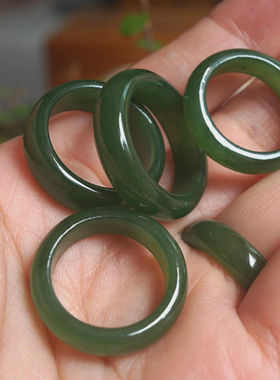 天然俄罗斯碧玉老料指环