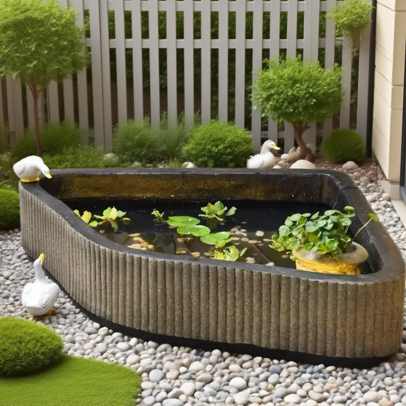 庭院景观鱼池造景日式喷泉别墅水景室外风水缸装饰招财流水摆件