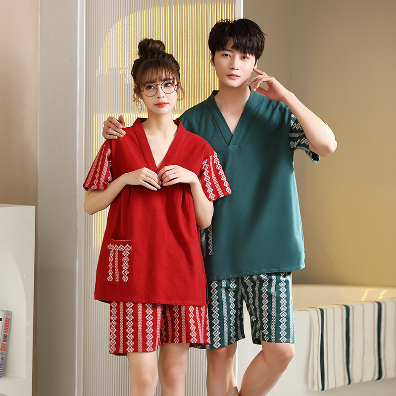 新中式高档纯棉汗蒸服女款浴服男士足疗按摩桑拿洗浴家居大码情侣