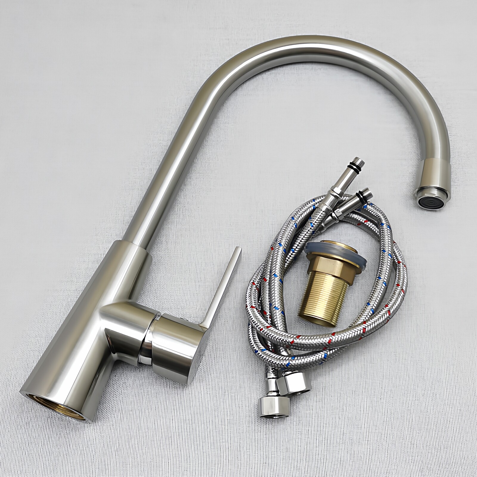 外贸品牌304不锈钢洗菜盆拉丝冷热水龙头陶瓷片阀芯360度旋转