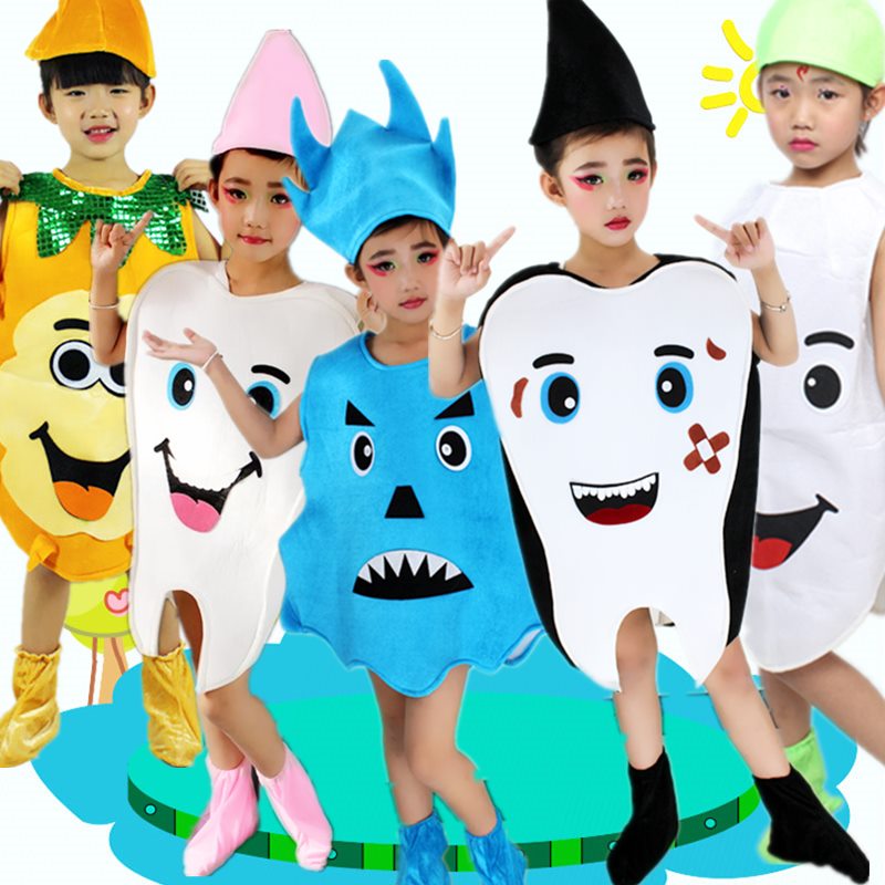 儿童牙齿细菌大战演出服幼儿园粉色牙刷病毒表演服装牙齿卡通衣服